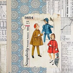 Vintage Sewing Pattern Mixed Media 12x12 Collage
Winter Coats + Love + Stitching